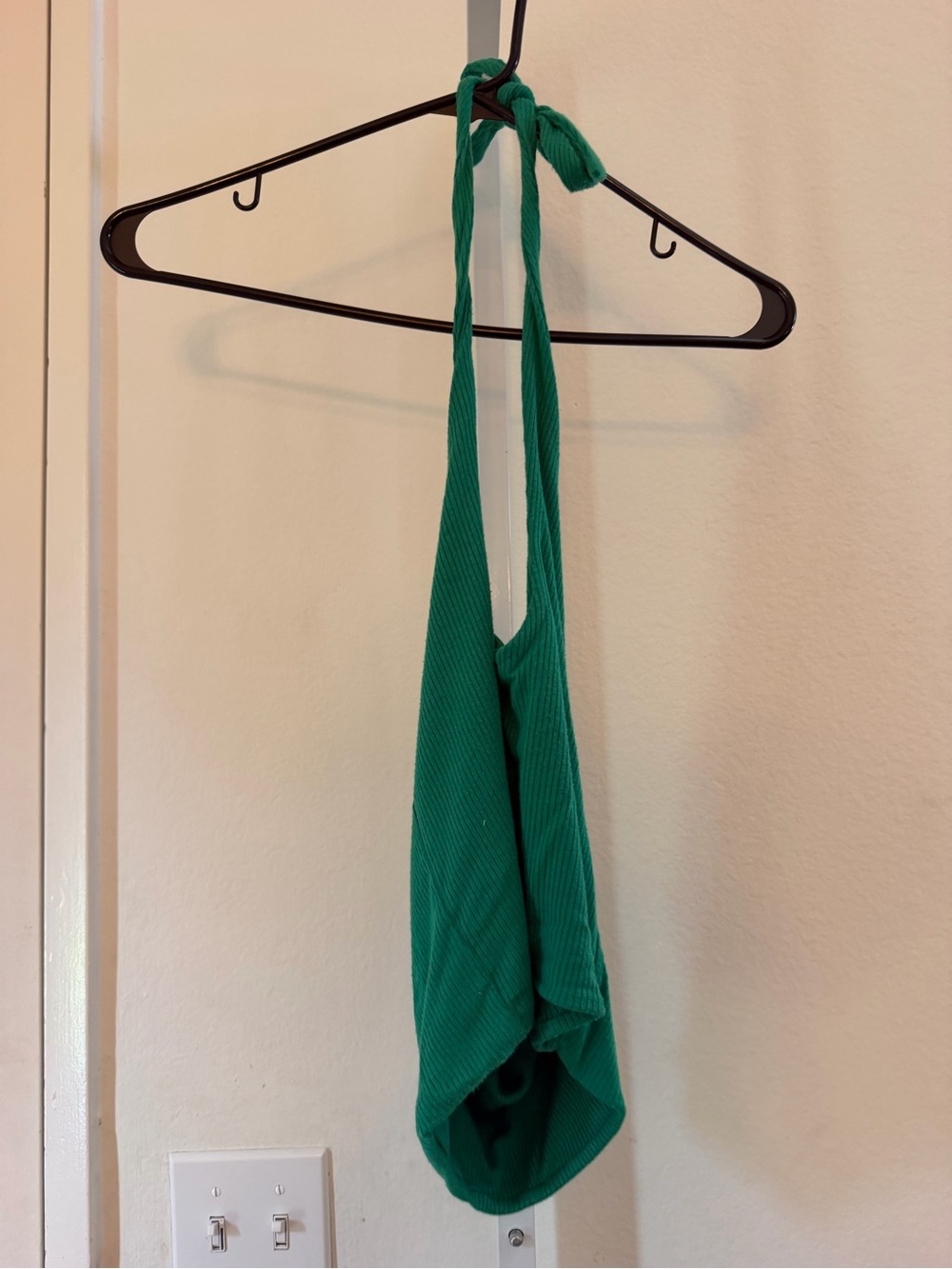 Skatie Emerald Green Ribbed Halter Tie Crop Top and maxi skirt